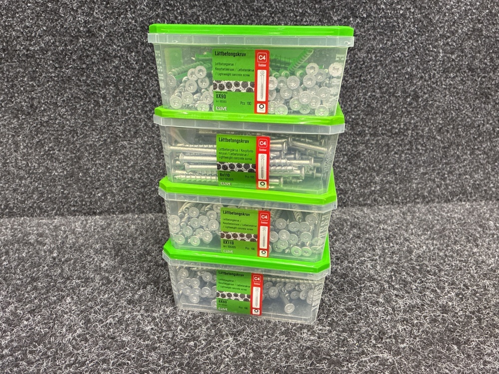 1591394-1 400 pcs Lightweight concrete screws 8x90 & 8x110mm, Essve
