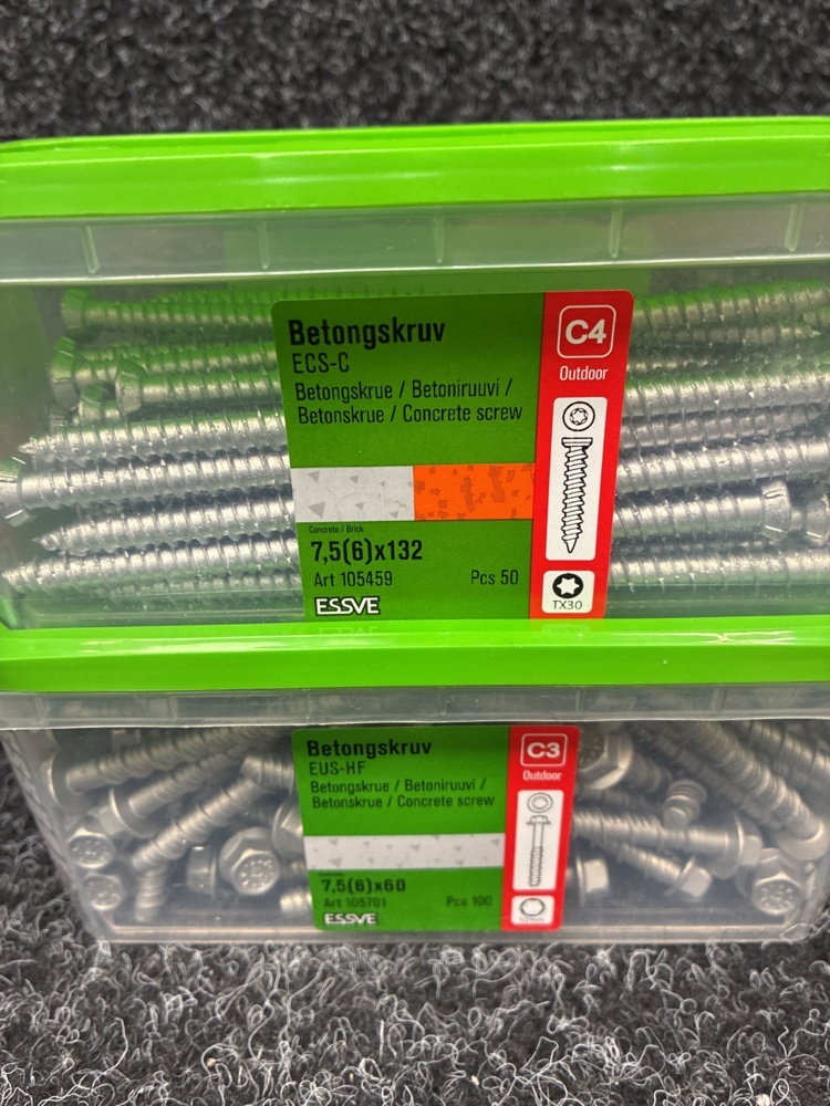 1591420-2 7 pcs Packs Concrete Screw, Essve