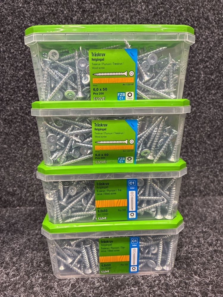 1593833-2 1200 pcs Wood screws 6.0x60 & 6.0x50mm, Essve