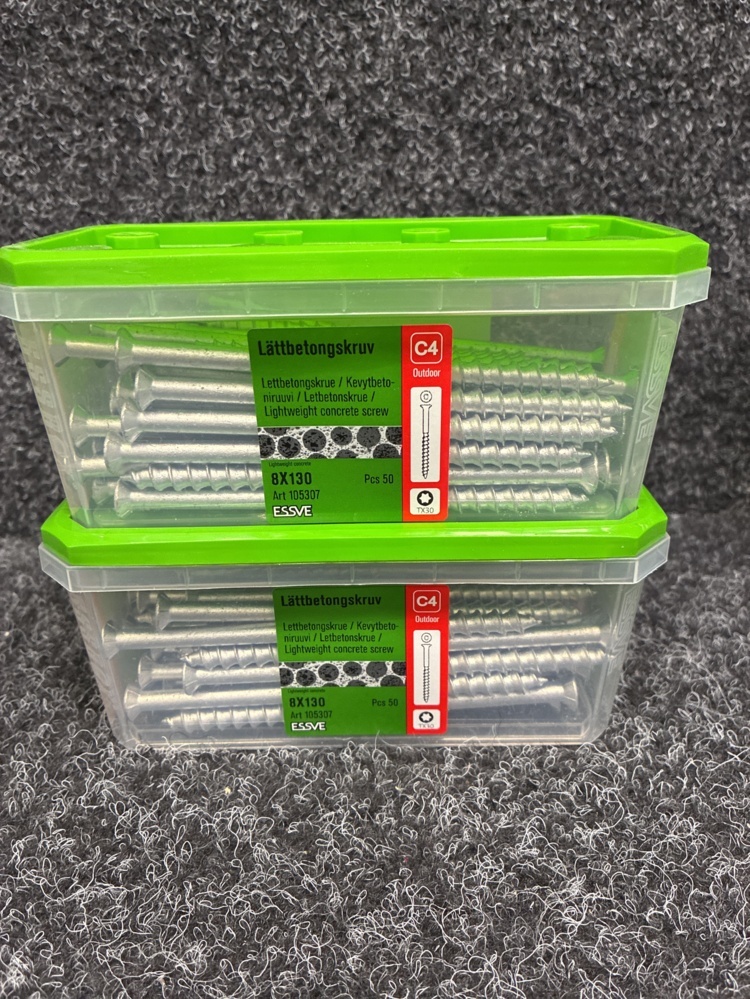 1593834-2 190 pcs Lightweight concrete screws 10x210 & 8x130mm, Essve