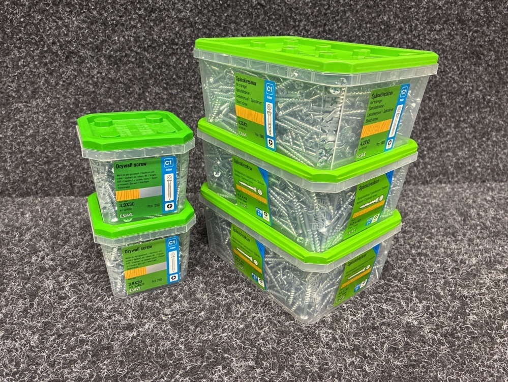 1593842-1 3500 pcs Chipboard Screws 4.2x42 & Drywall Screws 3.9x30mm, Essve