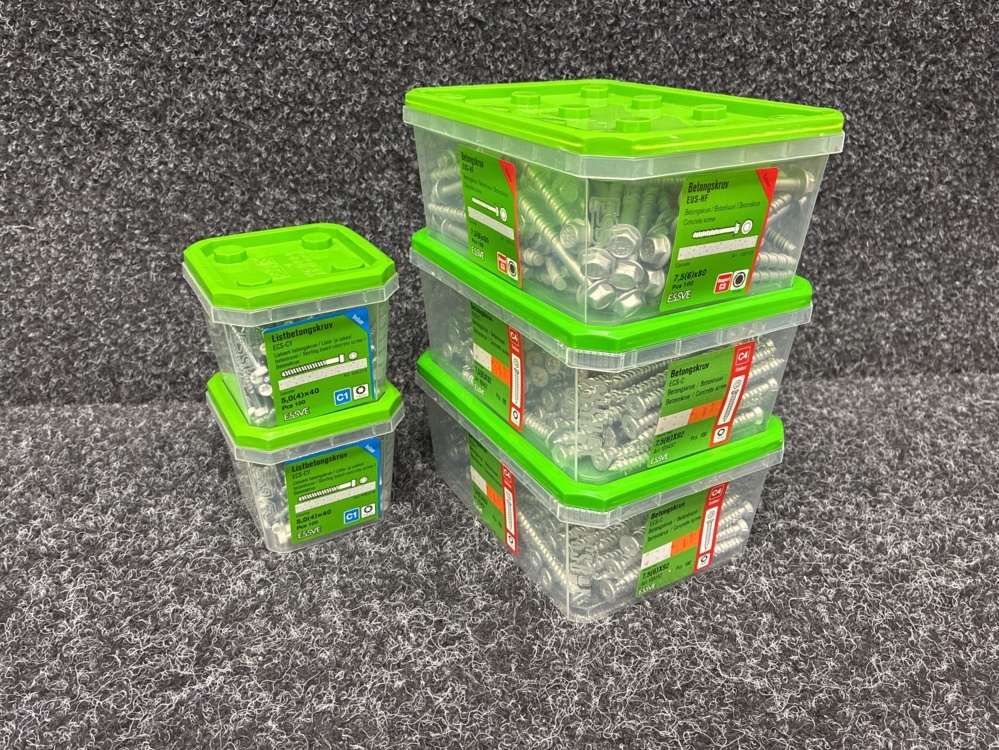 1593843-1 5 pcs Packs Concrete Screw & Strip Concrete Screw, Essve