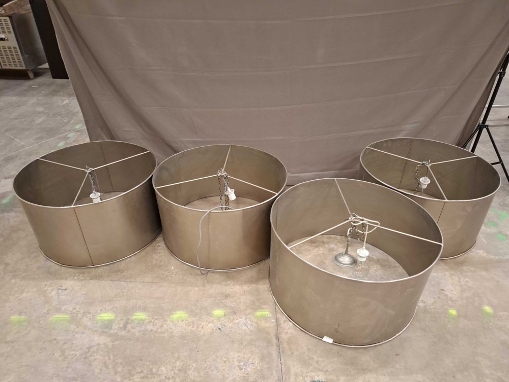 1582562-1 Pendant lamps, 4 pcs - cylindrical shades with chain suspension