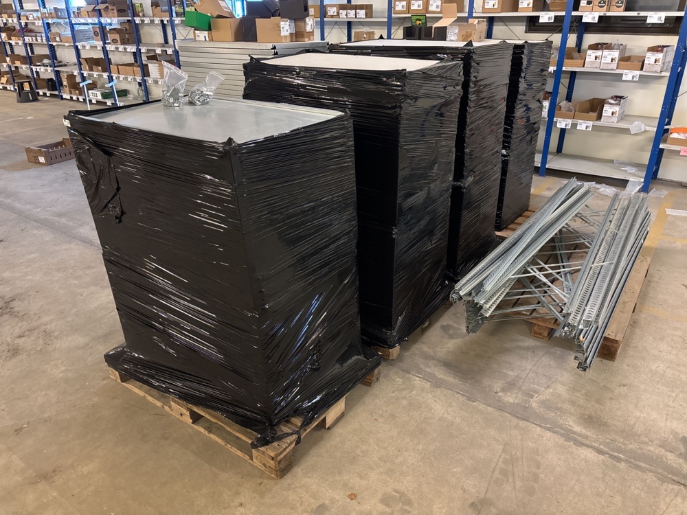 1511479-2 Sheet metal shelves - approximately 50-60 sections (disassembled)
