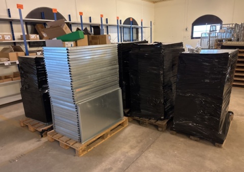 Sheet metal shelves - approximately 50-60 sections (disassembled)