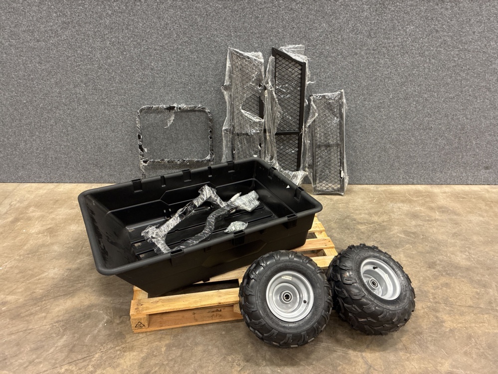 1593880-2 Robust ATV-Vagn med mesh | 700KG Lastkapacitet & terränghjul | Svart