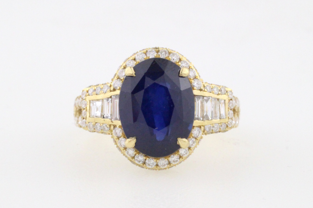 1594575-2 Ring 18K guld med Safir och Diamanter IGI/Lotus-cert