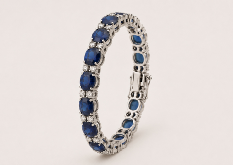 Armband 18K Vitguld med Safirer och Diamanter GIA-cert