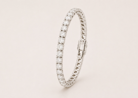 Armband 14K Vitguld med briljantslipade Diamanter IGI-cert