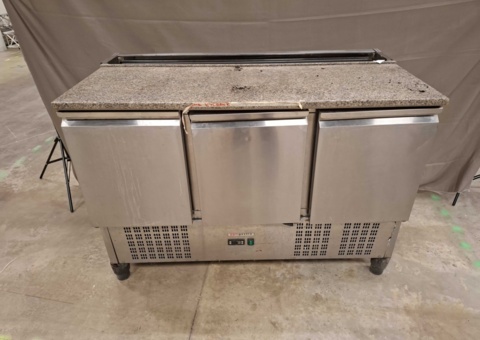 Refrigerated prep counter - GGM Gastro, stone worktop and three doors