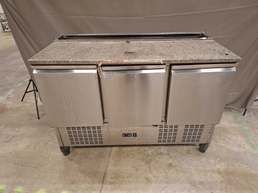 1582568-1 Refrigerated prep counter - GGM Gastro, stone worktop and three doors
