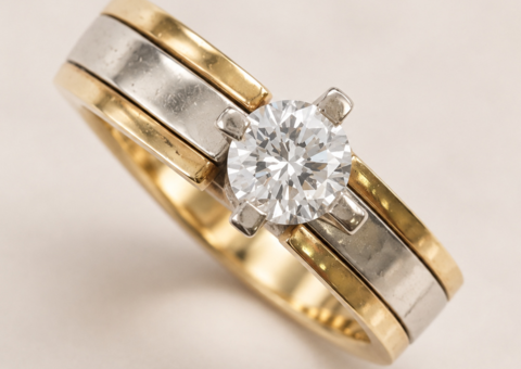 Ring 14K guld med briljantslipad Diamant