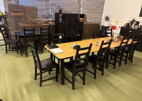 Dining set - 3 tables, 13 chairs and side cabinets