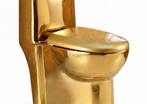 Klassisk guldtoalett | S-trap 300 mm | Lyxig WC med sifonisk spolning