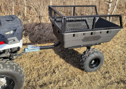Robust ATV-Vagn med mesh | 700KG Lastkapacitet & terränghjul | Svart