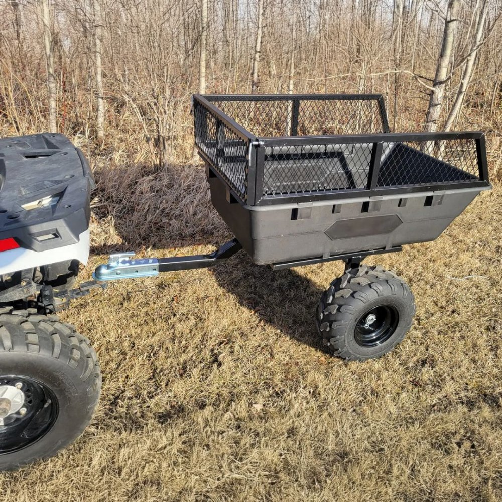 1593880-1 Robust ATV-Vagn med mesh | 700KG Lastkapacitet & terränghjul | Svart