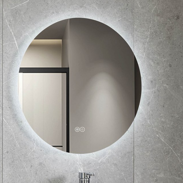 1593885-1 Rund badrumsspegel | Anti-fog och LED-belysning på baksidan