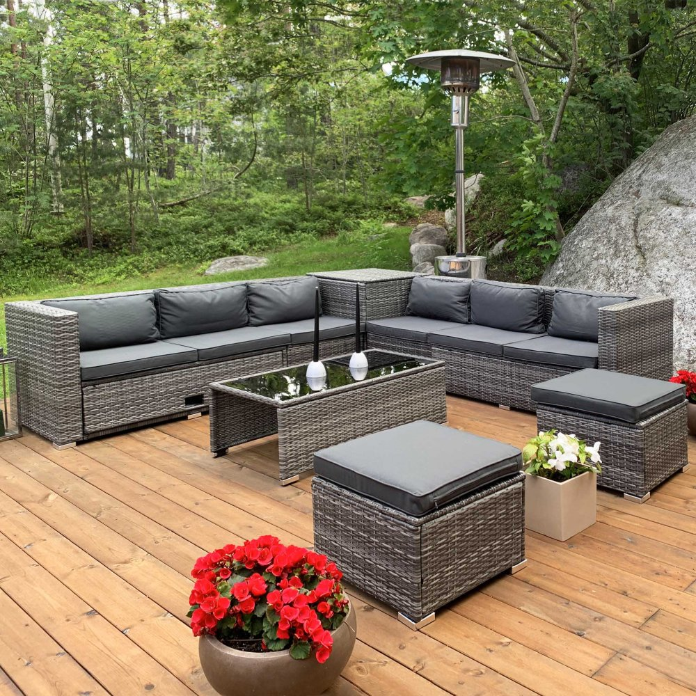 1593887-1 Exklusiv loungegrupp | Inbyggd förvaring | Grå konstrotting | Djursvik
