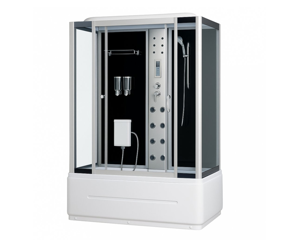 1593890-1 Duschkabin Nordamist Nox - Svart med Massage & Skjutdörrar - 135x85 cm