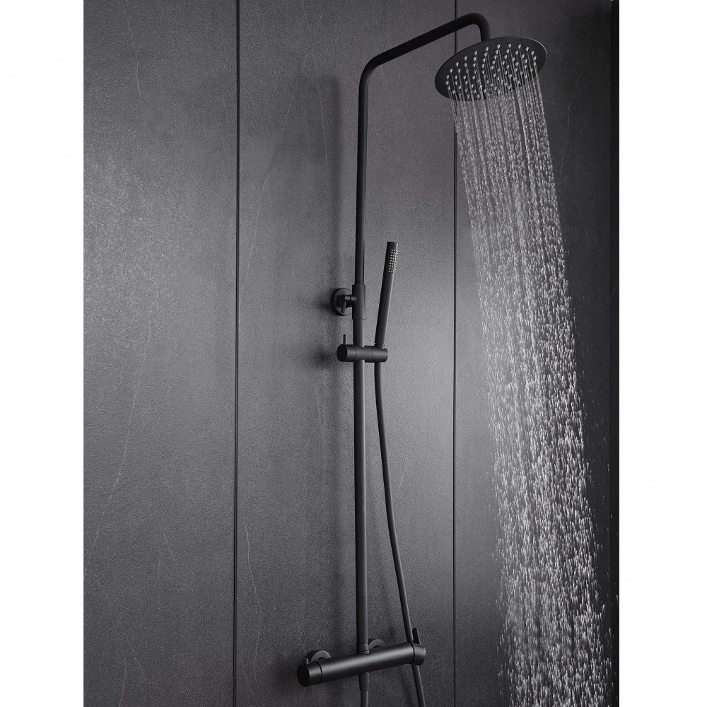 1593892-1 Komplett takduschset med handdusch i rundad design | Svart