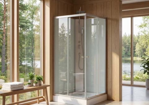 Duschkabin Nordamist Aether 90 - Modern 90x90 cm med Tak & Massage - Vit
