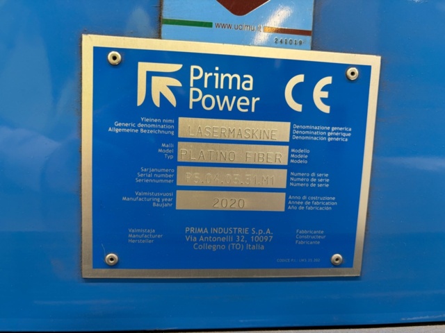 1563541-4 Laser cutting machine with equipment - Prima Power Platino Fiber EVO 1530- 2021 (6000 H)