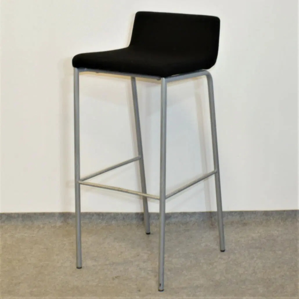 1595783-1 Barstol Svart med silverben 4 stycken