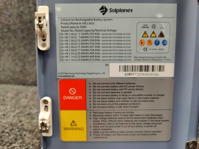 1596010-13 Högspänningslitiumjonbatterimodul Solplanet Ai-HB 2.56LG