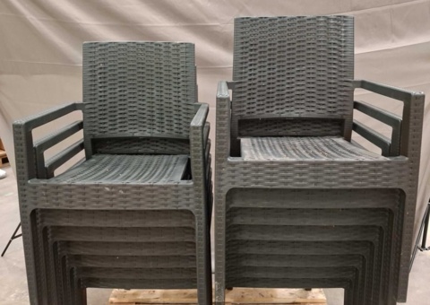 Armchairs, 15 pcs - stackable, rattan pattern