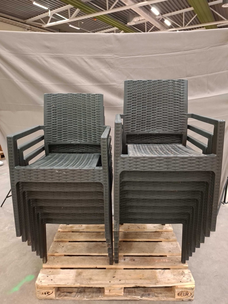 1596041-1 Armchairs, 15 pcs - stackable, rattan pattern