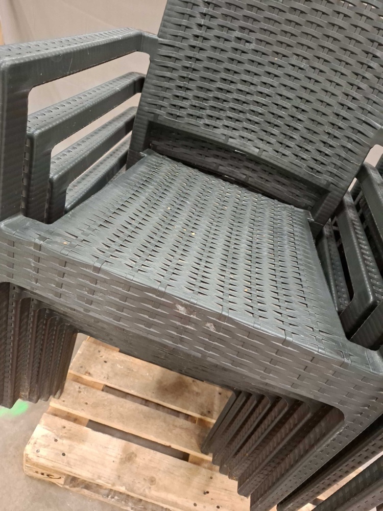1596041-2 Armchairs, 15 pcs - stackable, rattan pattern