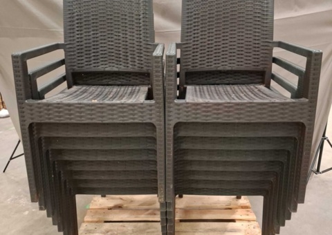 Armchairs, 16 pcs - stackable, rattan pattern