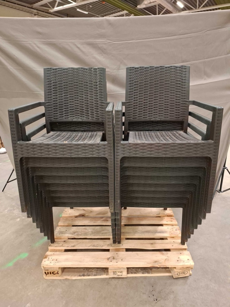 1596042-1 Armchairs, 16 pcs - stackable, rattan pattern