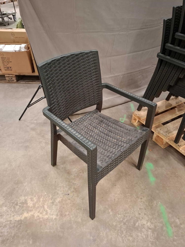 1596042-2 Armchairs, 16 pcs - stackable, rattan pattern