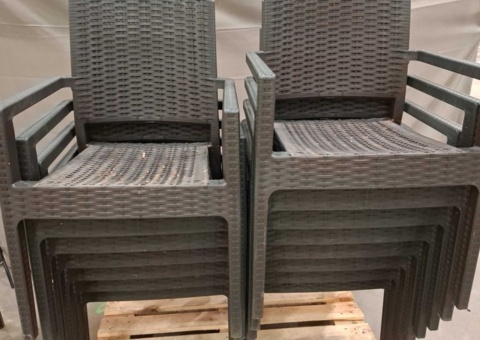 Armchairs, 16 pcs - stackable, rattan pattern