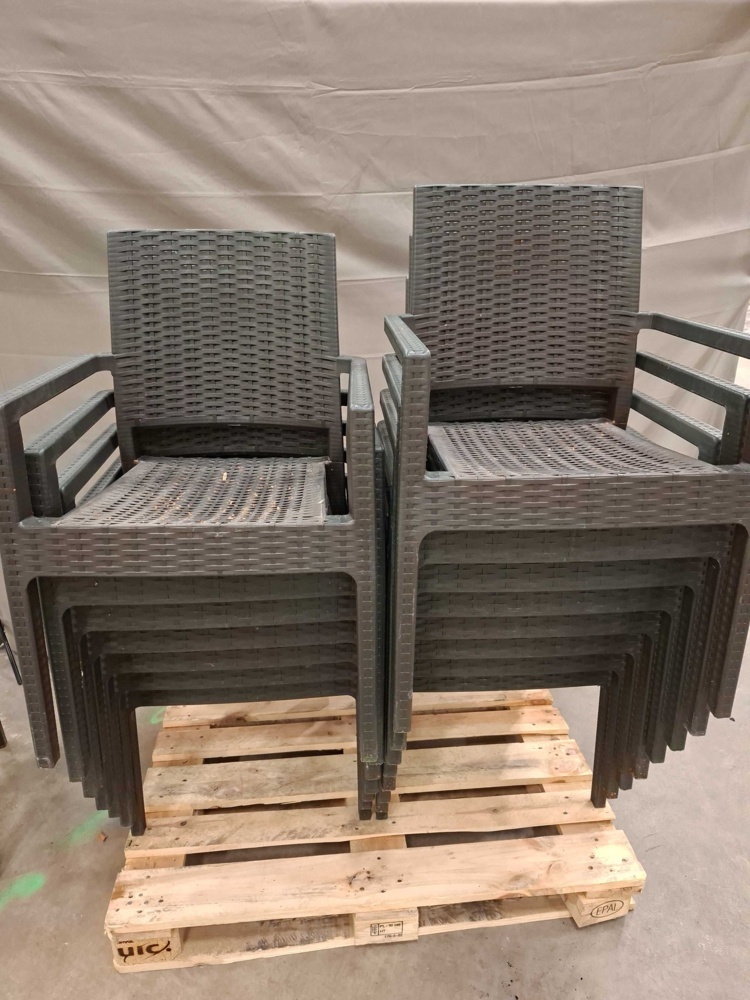 1596043-1 Armchairs, 16 pcs - stackable, rattan pattern