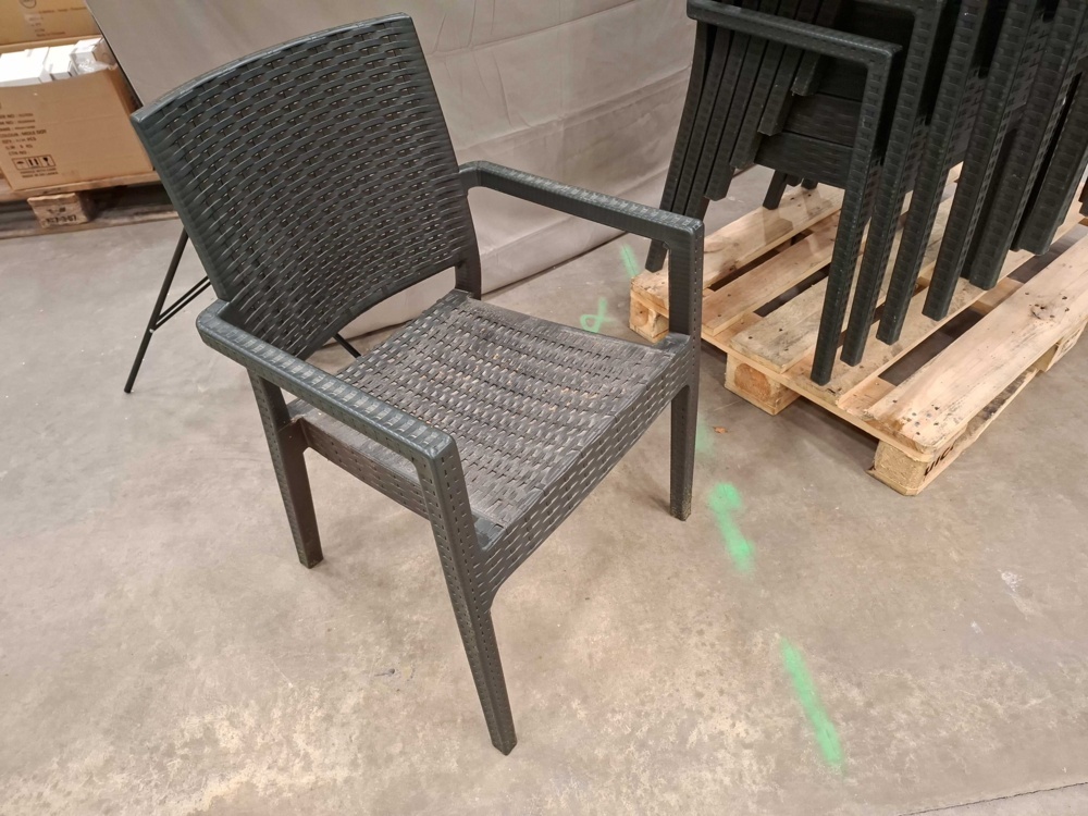 1596043-2 Armchairs, 16 pcs - stackable, rattan pattern