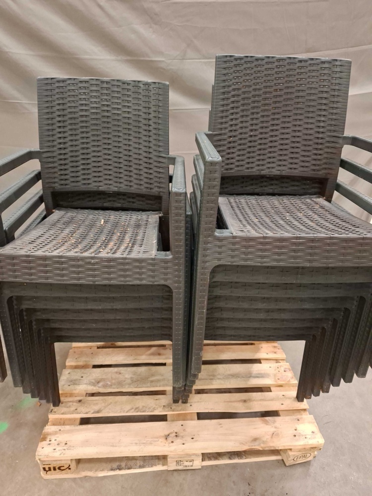 1596044-1 Armchairs, 16 pcs - stackable, rattan pattern