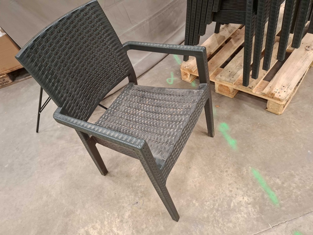 1596044-2 Armchairs, 16 pcs - stackable, rattan pattern