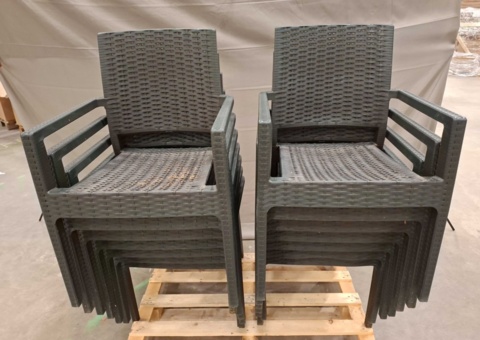 Armchairs, 14 pcs - stackable, rattan pattern