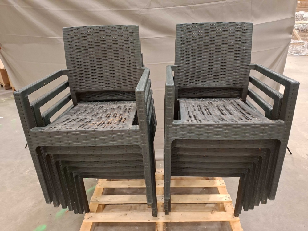 1596045-1 Armchairs, 14 pcs - stackable, rattan pattern