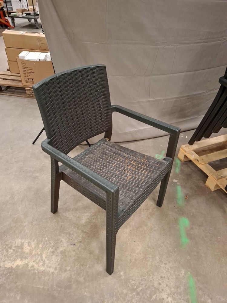 1596045-2 Armchairs, 14 pcs - stackable, rattan pattern