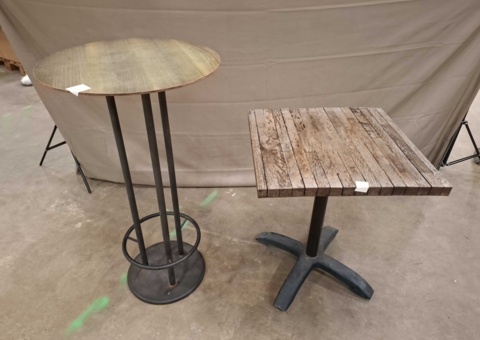 Tables - round high table and square café table
