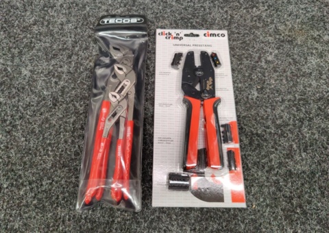 3 pcs Water pump pliers Poligrip Tecos 170-300mm & Crimping pliers Cimco Click 'n' Crimp