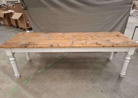Dining table - wooden top, turned legs and drawer