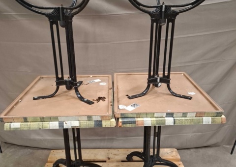 Café tables - assorted bases, patterned tops