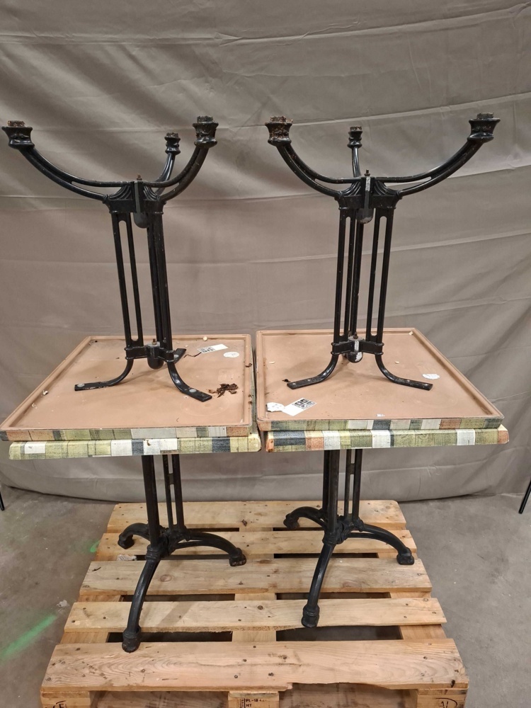 1596051-1 Café tables - assorted bases, patterned tops