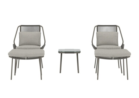 Zakynthos loungegrupp brun / brun Bord: 45 × 45 × 45 cm, Stol: 70 × 63 × 85 cm
