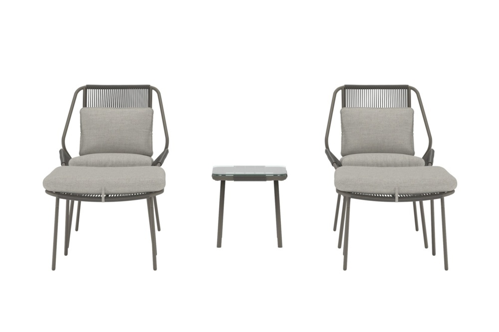 1589847-1 Zakynthos loungegrupp brun / brun Bord: 45 × 45 × 45 cm, Stol: 70 × 63 × 85 cm