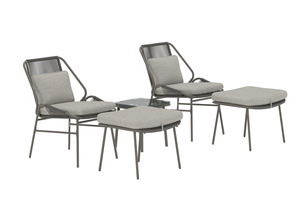 1589847-2 Zakynthos loungegrupp brun / brun Bord: 45 × 45 × 45 cm, Stol: 70 × 63 × 85 cm